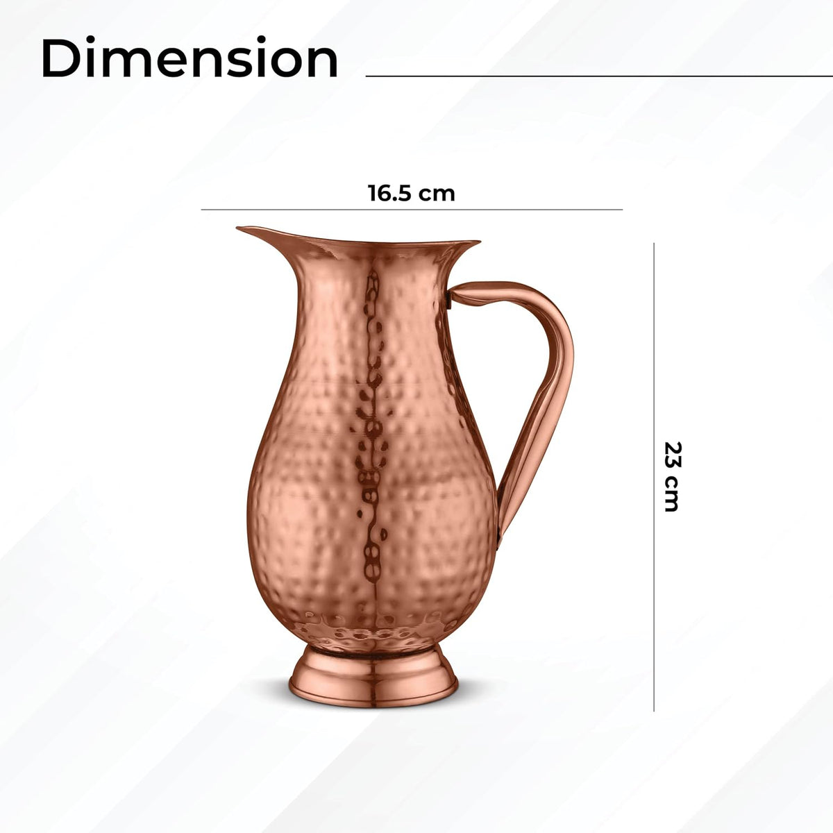 AVADOR® Handcrafted Pure Copper Jug Pitcher (Design 4) with Lid