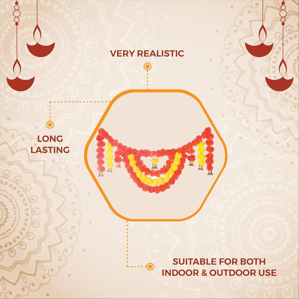 AVADOR® Handmade Artificial Flower Toran / Bandanwal - Design 1