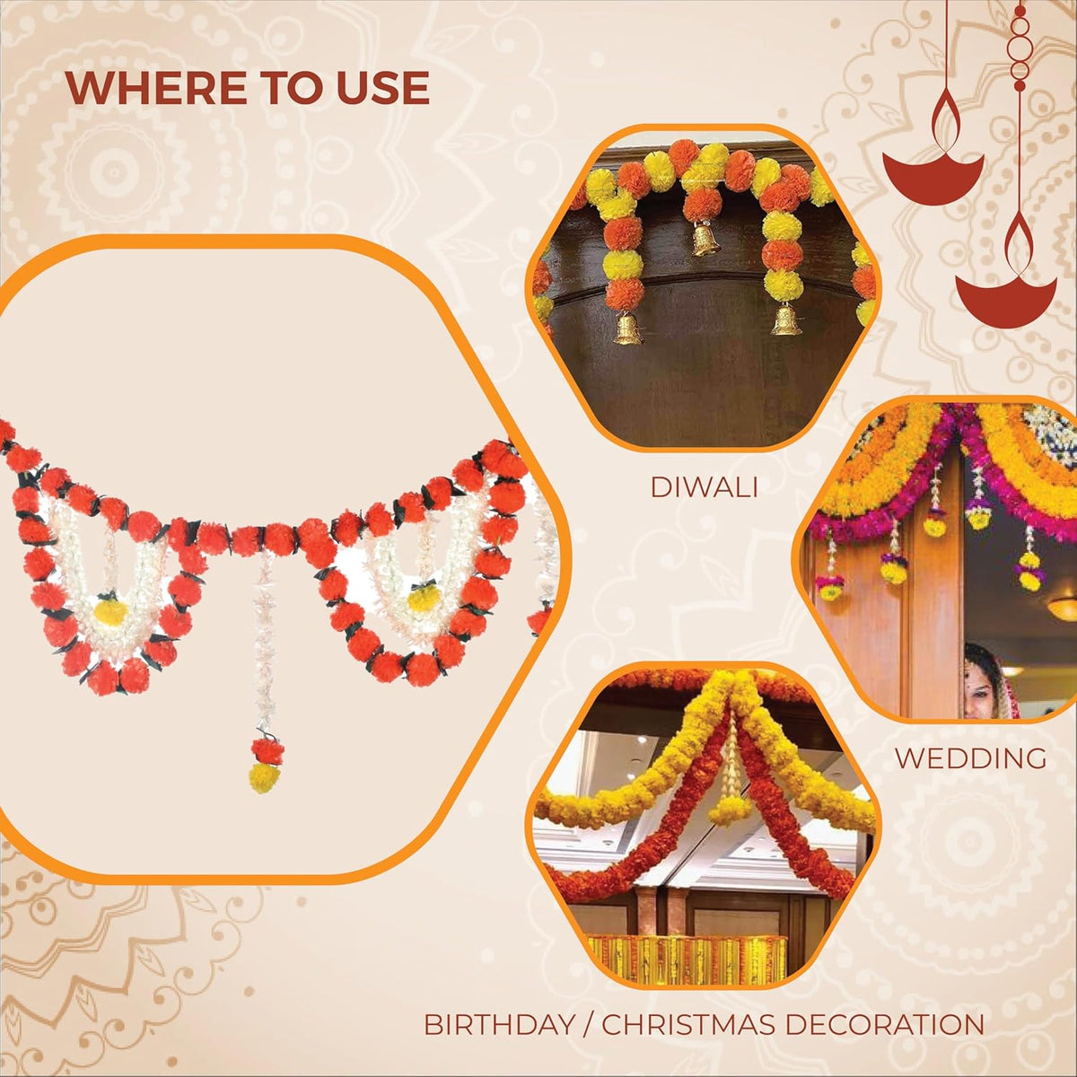 AVADOR® Handmade Artificial Flower Toran / Bandanwal - Design 3