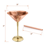 Copper Martini Glass Hammered Finish