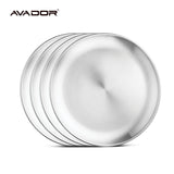 Stainless Steel Round Plates Set of 4