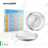 Stainless Steel Round Plates Set of 4