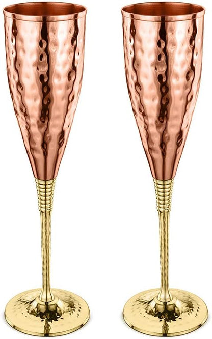 AVADOR® Set of 2 Shatterproof Handcrafted Copper Champagne Flutes