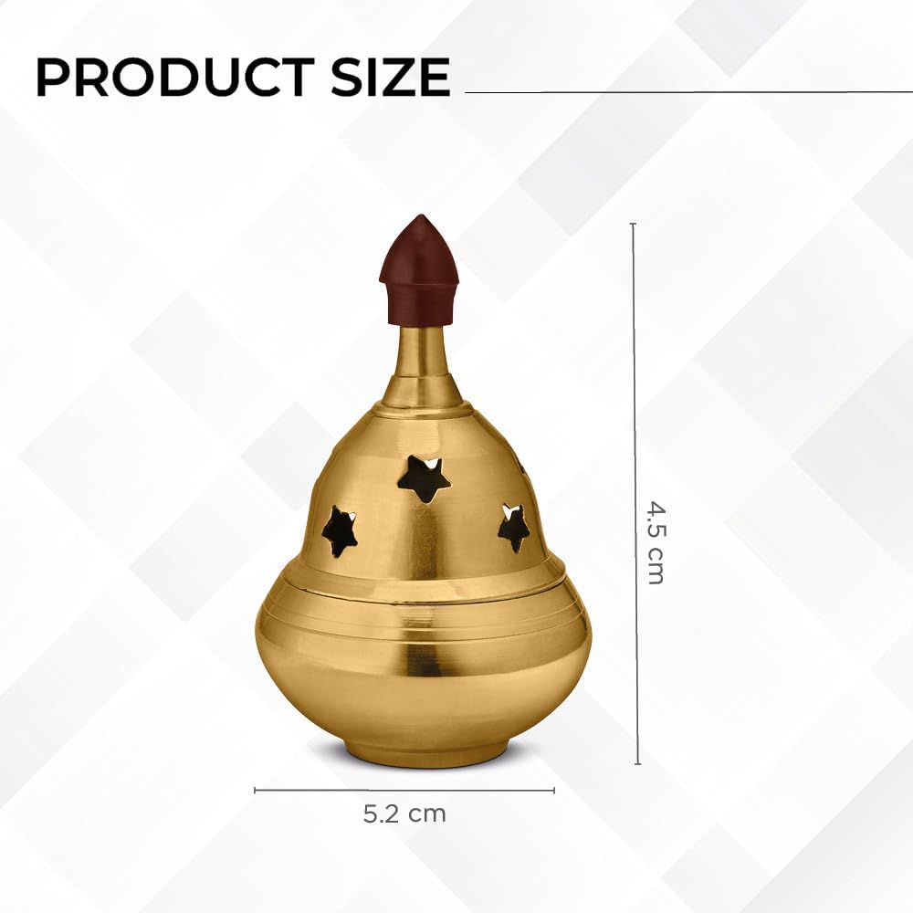 AVADOR® Handmade Brass Indian Puja Oil Lamp, Golden Diya Lamp Engraved Design Diya for Diwali Pooja (Tomato Diya Set of 1)