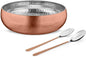 AVADOR® Set of 3 Premium Stainless Steel Salad Mixing Bowl Hammered Finish | Handmade | Includes Salad Serving Utensils (Gold Plated)