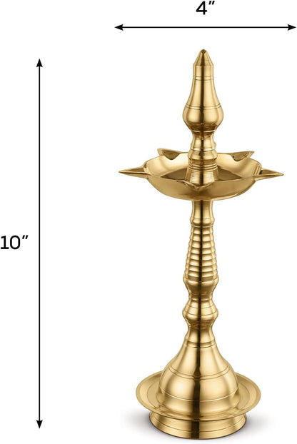 AVADOR® Handcrafted Brass Puja Kerala-style Diya / Oil Lamp Set of 2