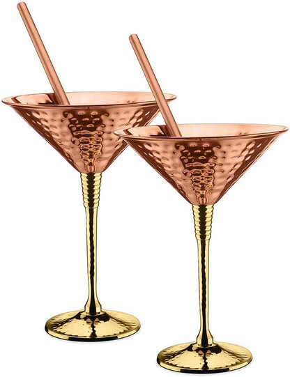 AVADOR® Set of 2 Shatterproof Handcrafted Copper Martini Glasses