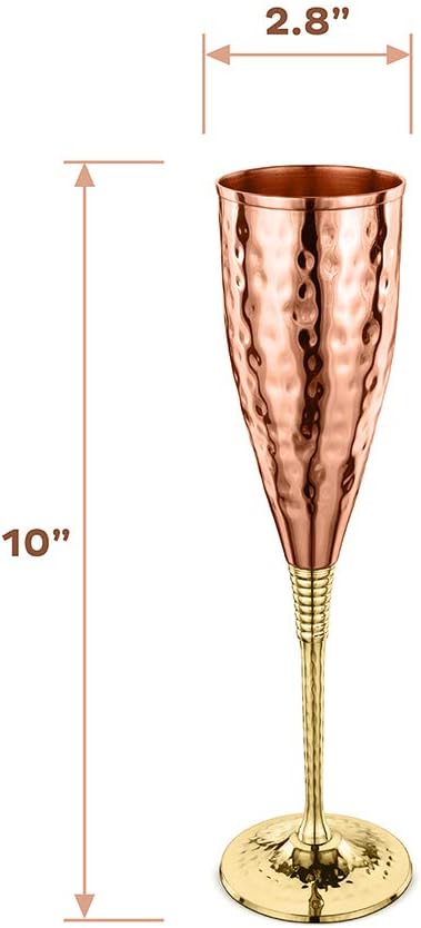 AVADOR® Set of 2 Shatterproof Handcrafted Copper Champagne Flutes