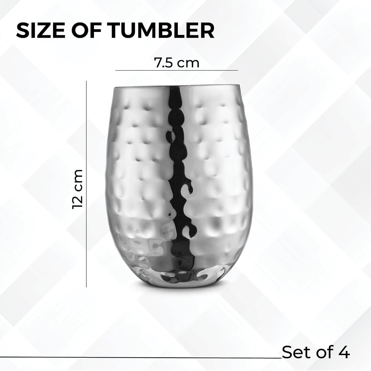 AVADOR® Set of 4 Stainless Steel Shatterproof Drinkware Tumblers Stainless Steel Finish