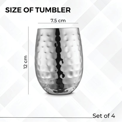 AVADOR® Set of 4 Stainless Steel Shatterproof Drinkware Tumblers Stainless Steel Finish
