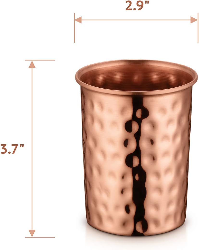 AVADOR® Handcrafted Pure Copper Pitcher/Jug with 2 Glasses, Hammered Finish
