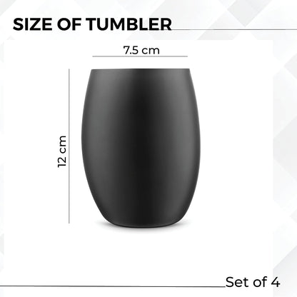 AVADOR® Set of 4 Stainless Steel Shatterproof Tumblers - Black Finish