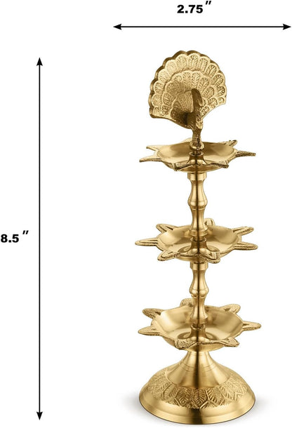 AVADOR® Brass Puja / Oil Lamp - PanchMahal Set of 2