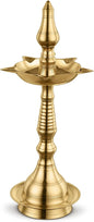 AVADOR® Handmade Brass Indian Puja Oil Lamp - Kerala Fancy Set of 1 with Gift Box