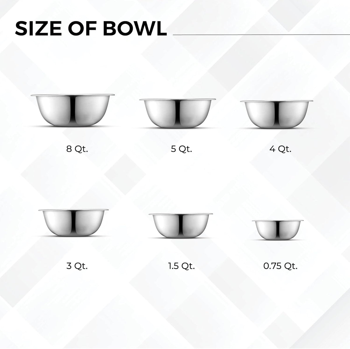 AVADOR® Set of 6 Premium Stainless Steel Mixing Bowls Set
