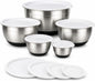 AVADOR® Set of 5 Premium Stainless Steel Mixing Bowls with Lids Non-Slip Silicone Base 