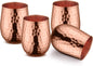 AVADOR® Handcrafted Set of 4 Pure Copper Glass Drinkware Tumblers, Hammered Finish, 16 Oz.