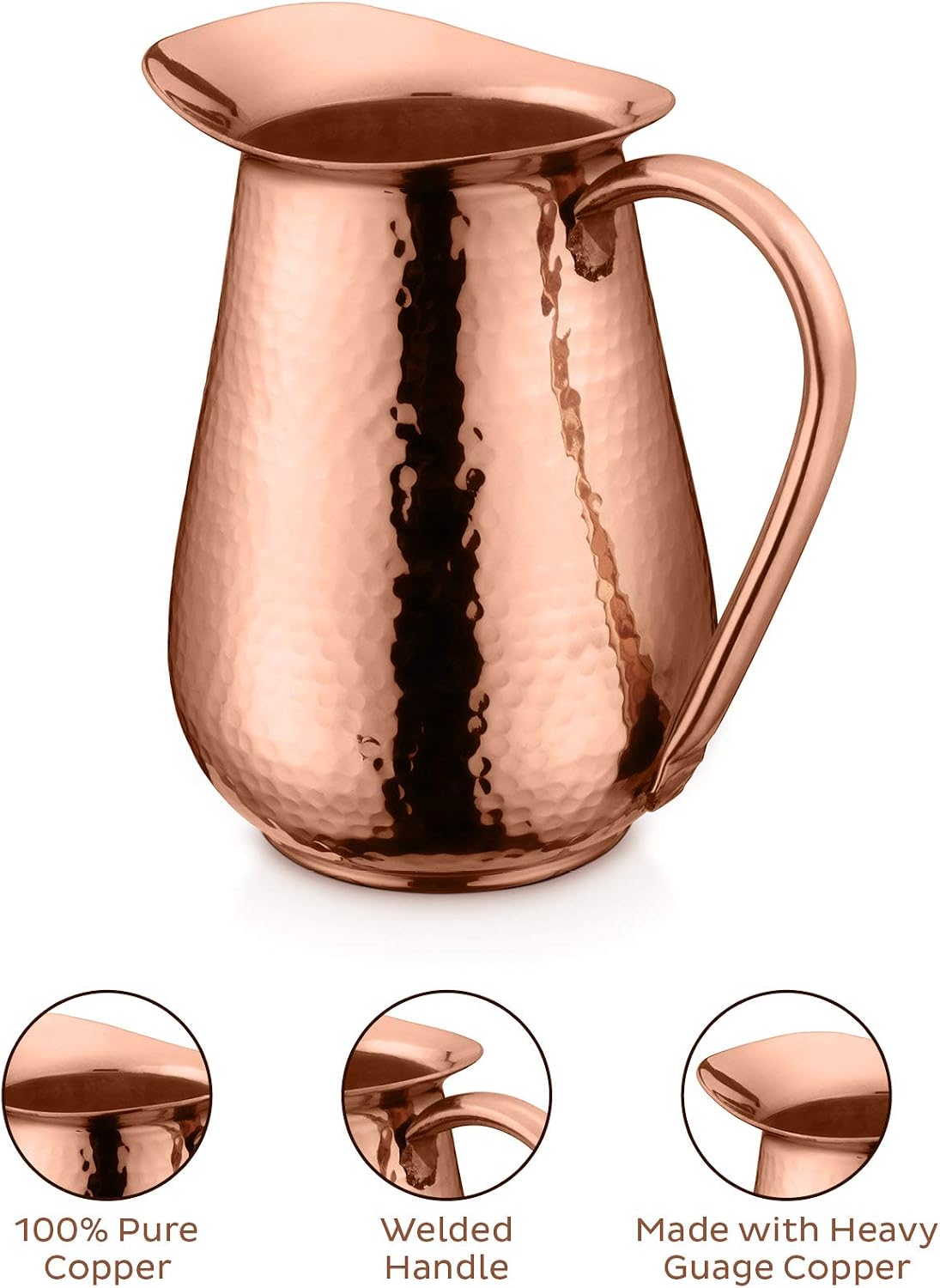 AVADOR® Handcrafted Pure Copper Jug Pitcher - Design 2