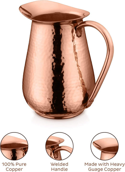 AVADOR® Handcrafted Pure Copper Jug Pitcher - Design 2