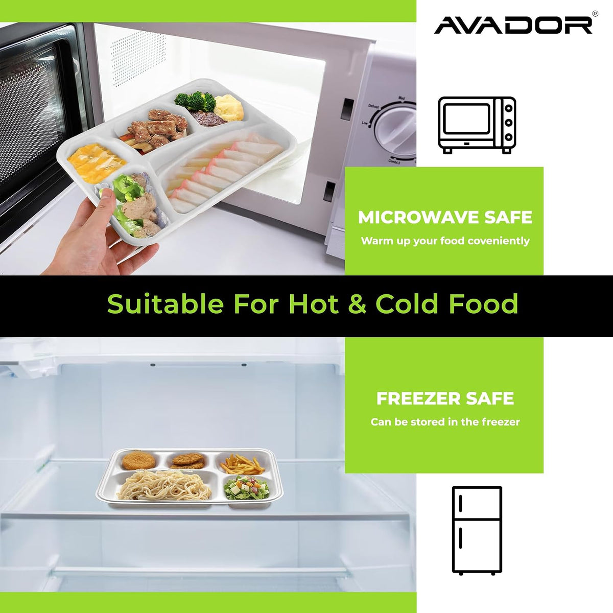 AVADOR® Compostable Compartment Tray Pack 125 Pack