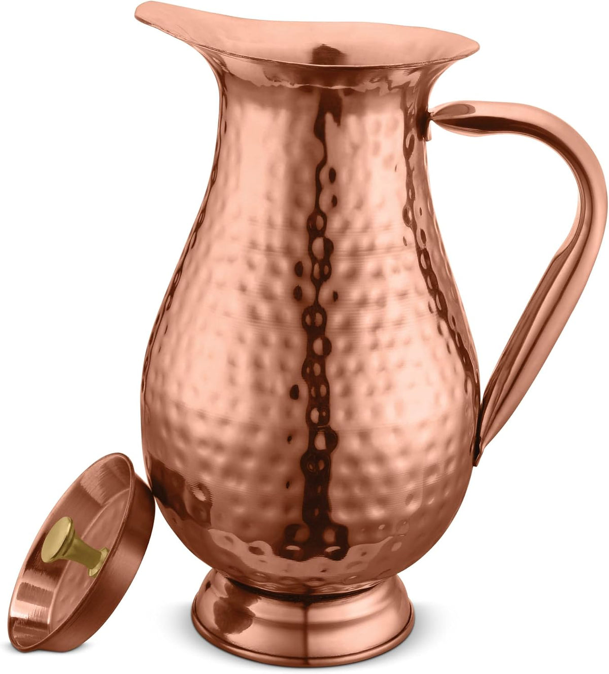 AVADOR® Handcrafted Pure Copper Jug Pitcher (Design 4) with Lid
