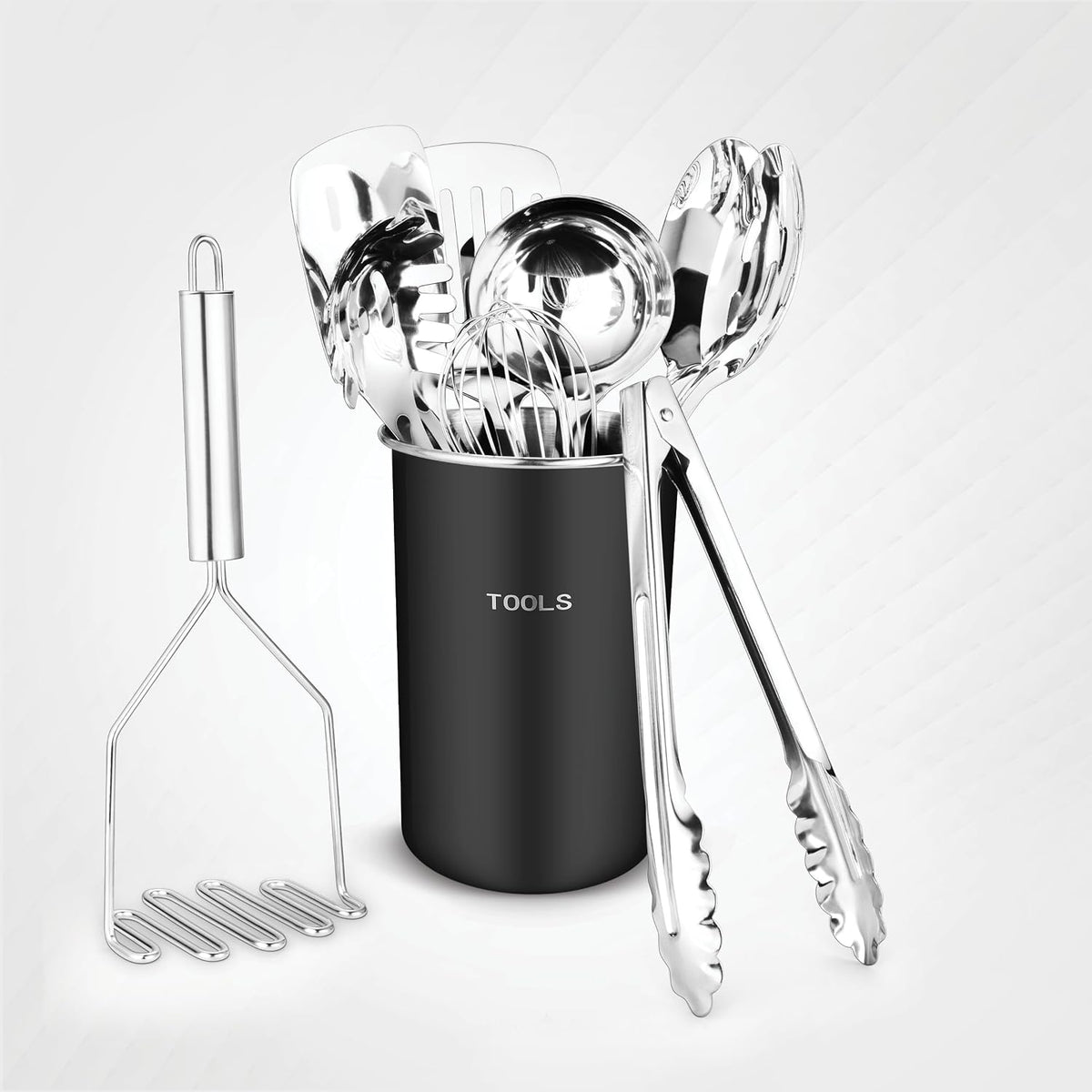 AVADOR® Premium Set of 10 Stainless Steel Kitchen Tool Set with Black Holder