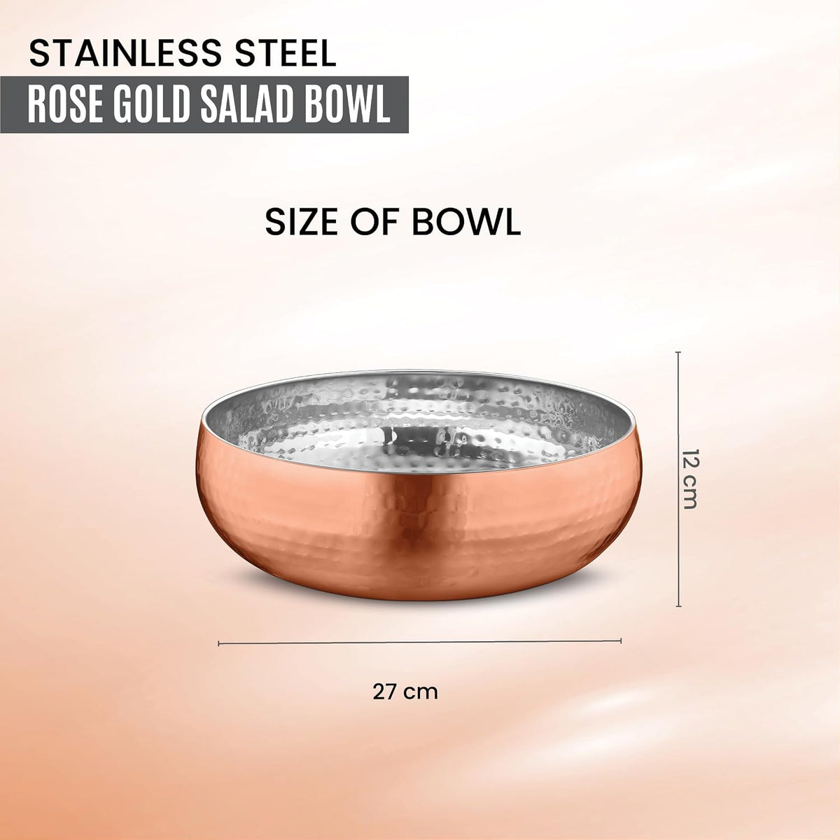 AVADOR® 3-Piece Premium Stainless Steel Salad Mixing Bowl Set - Rose Gold