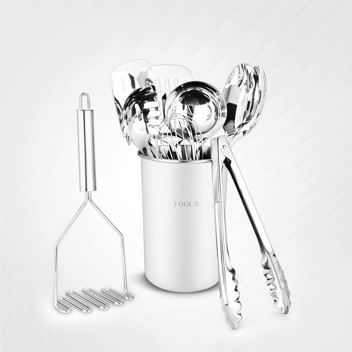AVADOR® Premium 10-Piece Stainless Steel Kitchen Tool Set with White/ Cream Holder