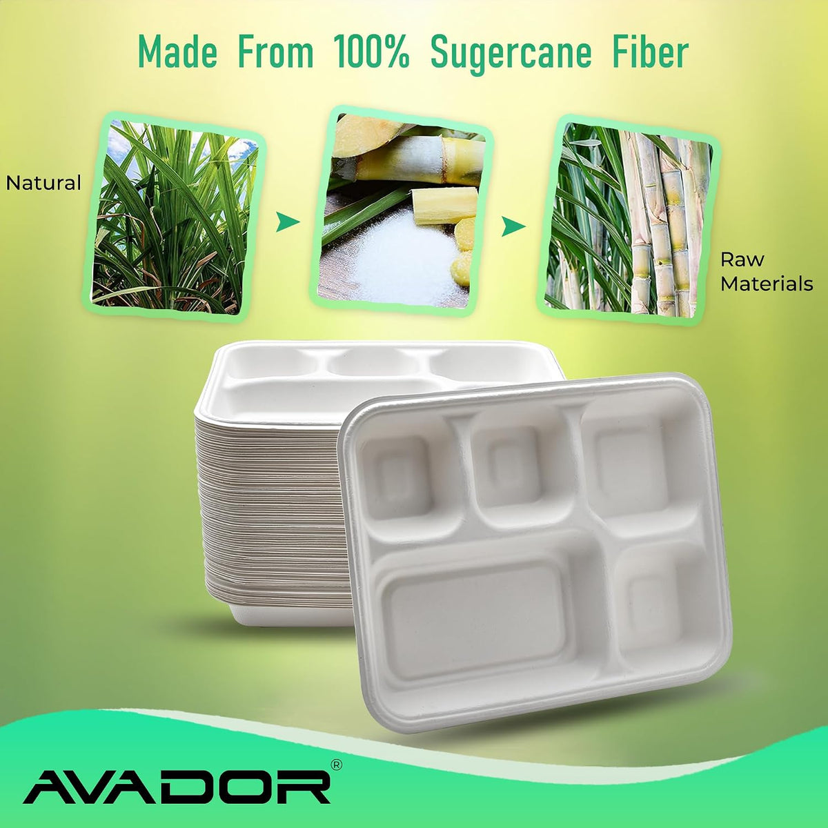 AVADOR® Compostable Compartment Tray Pack 125 Pack