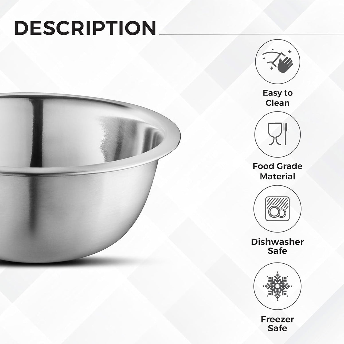 AVADOR® Premium Stainless Steel Mixing Bowls, Set of 5 Brushed Stainless Steel Mixing Bowl Set, Easy To Clean, Space Saving, Great for Cooking, Baking, Prepping (5 Pc Mixing Bowl)