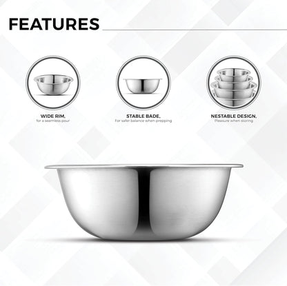 AVADOR® Set of 6 Premium Stainless Steel Mixing Bowls Set