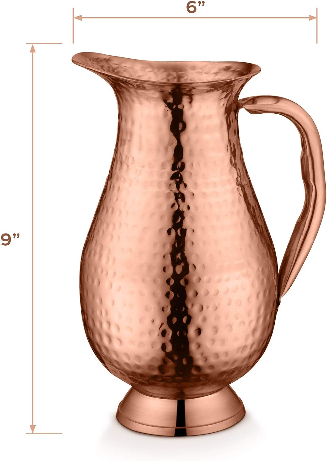 AVADOR® Handcrafted Pure Copper Jug Pitcher - Design 1 (no lid)