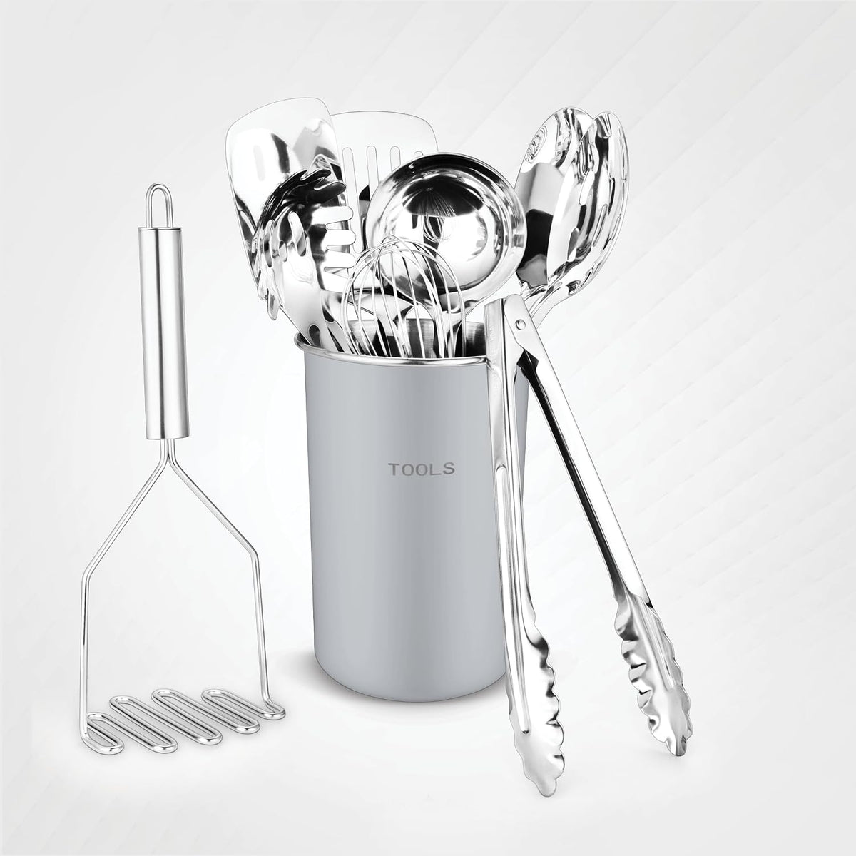 AVADOR® Premium 10-Piece Stainless Steel Kitchen Tool Set with Grey Holder