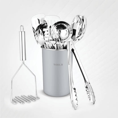 AVADOR® Premium 10-Piece Stainless Steel Kitchen Tool Set with Grey Holder