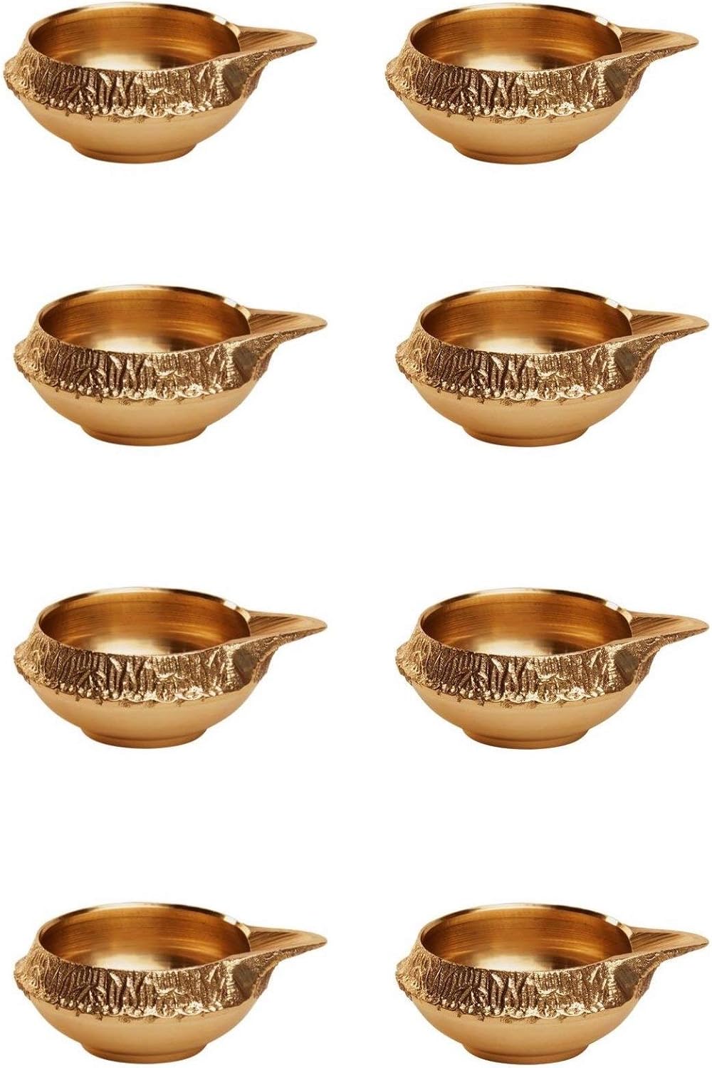 AVADOR® Handmade Brass Indian Puja Oil Lamp, Golden Diya Lamp Engraved Design, 2.5 Inch (8)