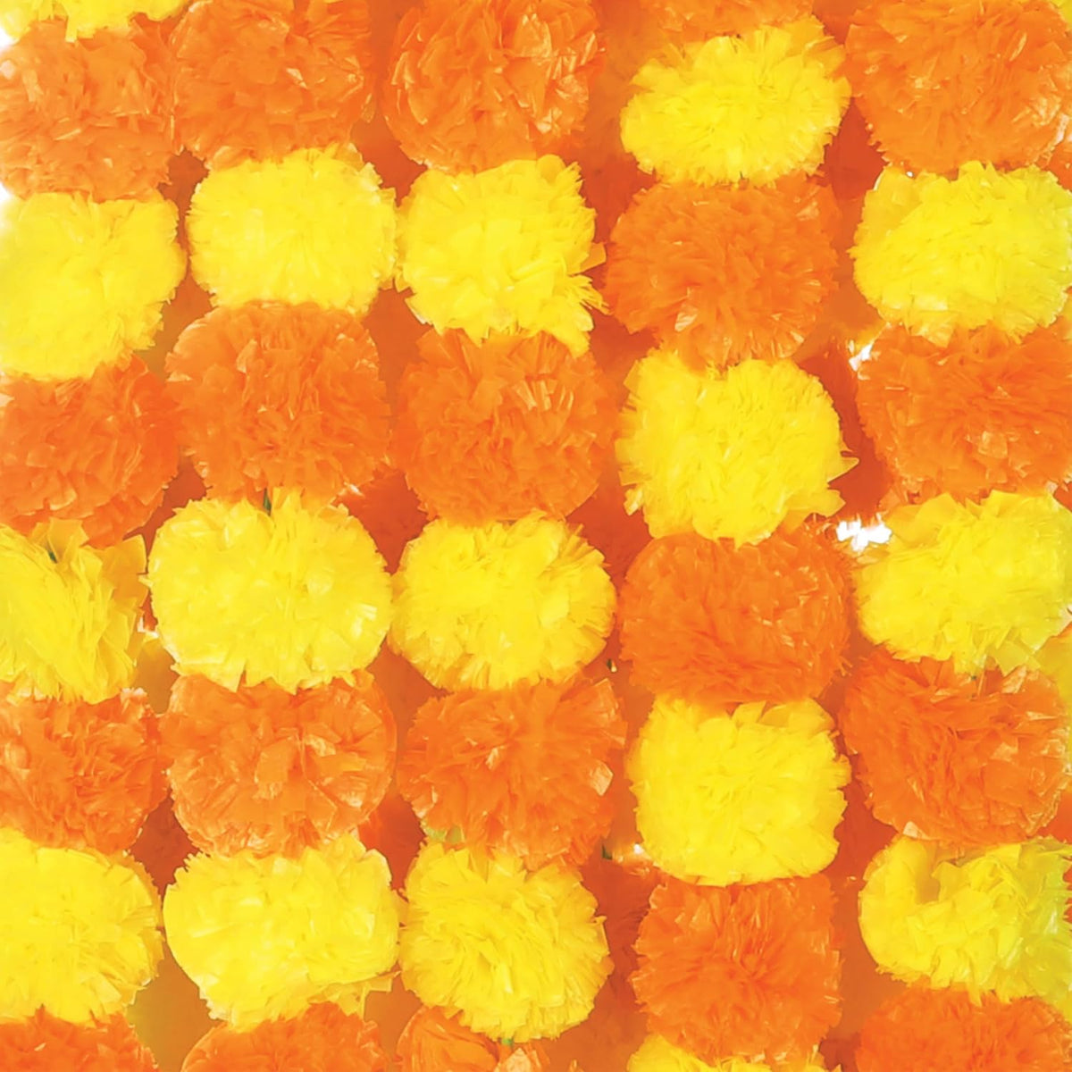 AVADOR® Set of 5 Artificial Flower Garland Strings for Special Occasions | Home Puja | Home Decor | Diwali Decor | House Warmings | Indian Wedding Celebration Lemon Yellow + Mango Yellow D17