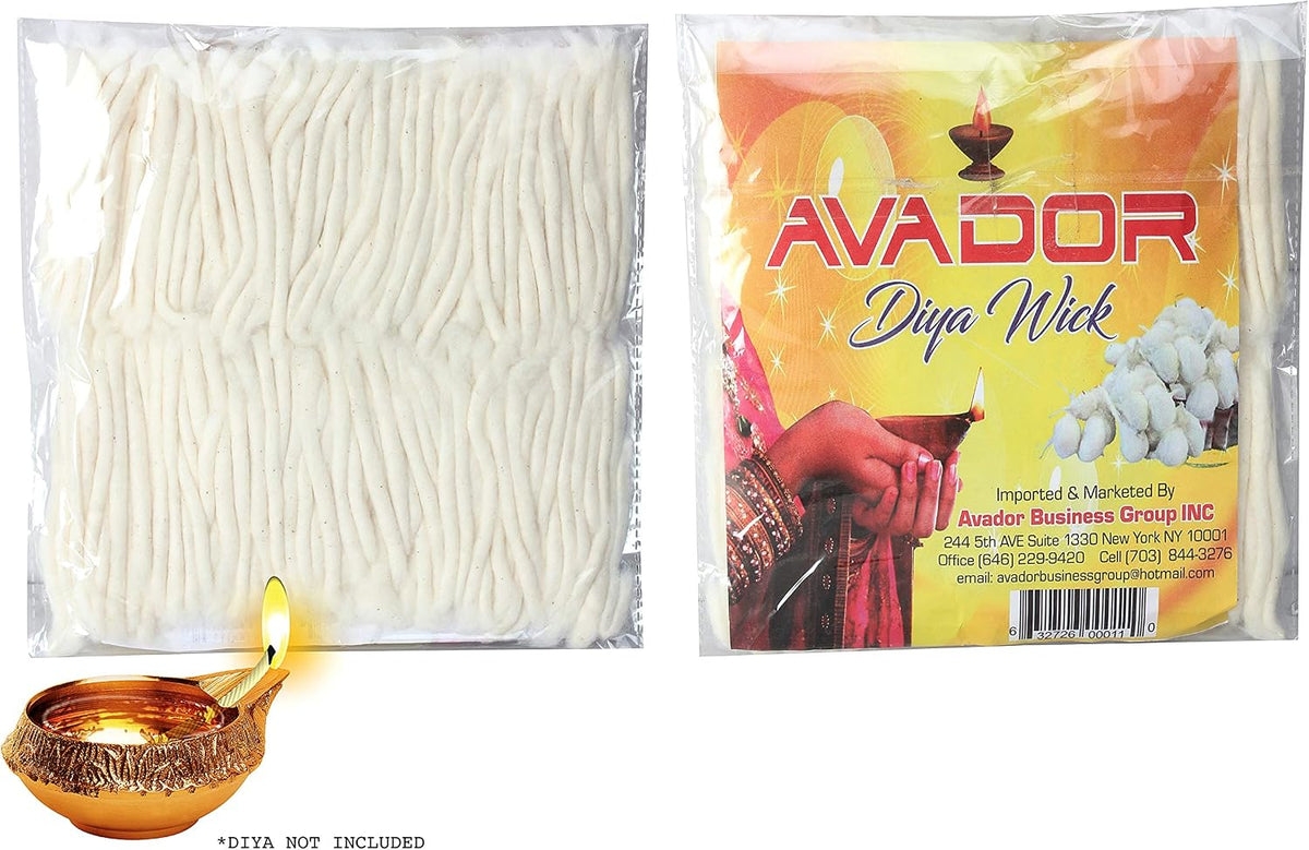 AVADOR® Pack of 5 (Approx 500 Wicks) Hand Rolled Cotton Diya Wicks for Puja Batti Akhand Oil Lamps (Big)