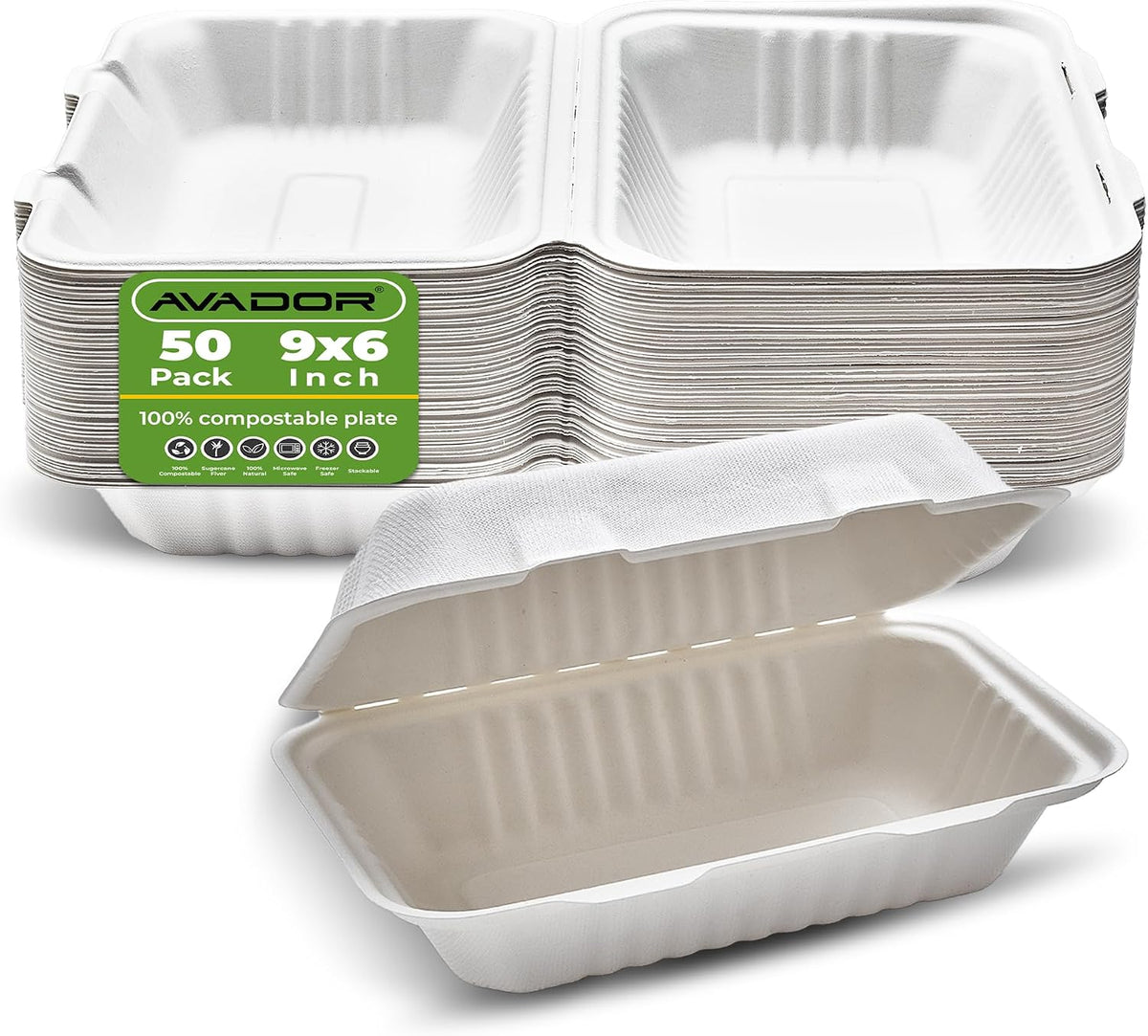 AVADOR® Compostable Compartment Tray Pack 125 Pack