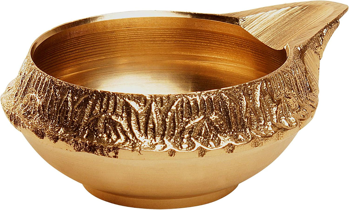 AVADOR® Handmade Brass Indian Puja Oil Lamp, Golden Diya Lamp Engraved Design, 2.5 Inch Pack of 20
