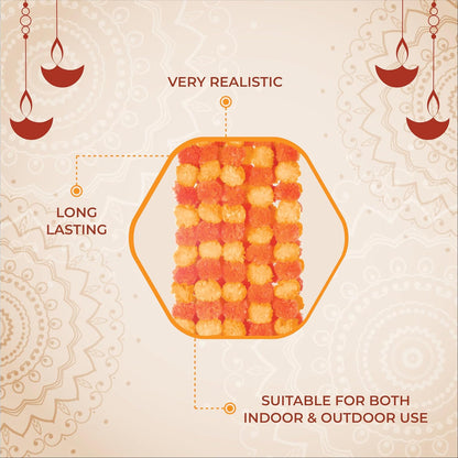 AVADOR® Set of 5 Artificial Flower Garland Strings for Special Occasions | Home Puja | Home Decor | Diwali Decor | House Warmings | Indian Wedding Celebration Mango Yellow + Orange D20