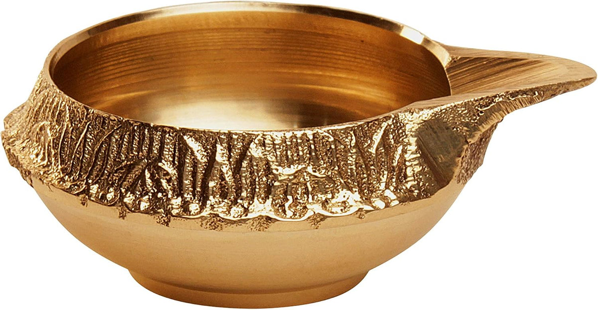 AVADOR® Handmade Brass Indian Puja Oil Lamp, Golden Diya Lamp Engraved Design, 2.5 Inch Pack of 20