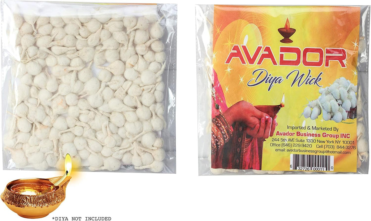 AVADOR® Pack of 5 (Approx 500) Hand Rolled Cotton Diya Wicks for Puja Batti Akhand Oil Lamps (Small)
