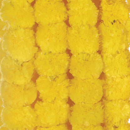 AVADOR® Set of 5 Artificial Flower Garland Strings for Special Occasions | Home Puja | Home Decor | Diwali Decor | House Warmings | Indian Wedding Celebration Lemon Yellow D1