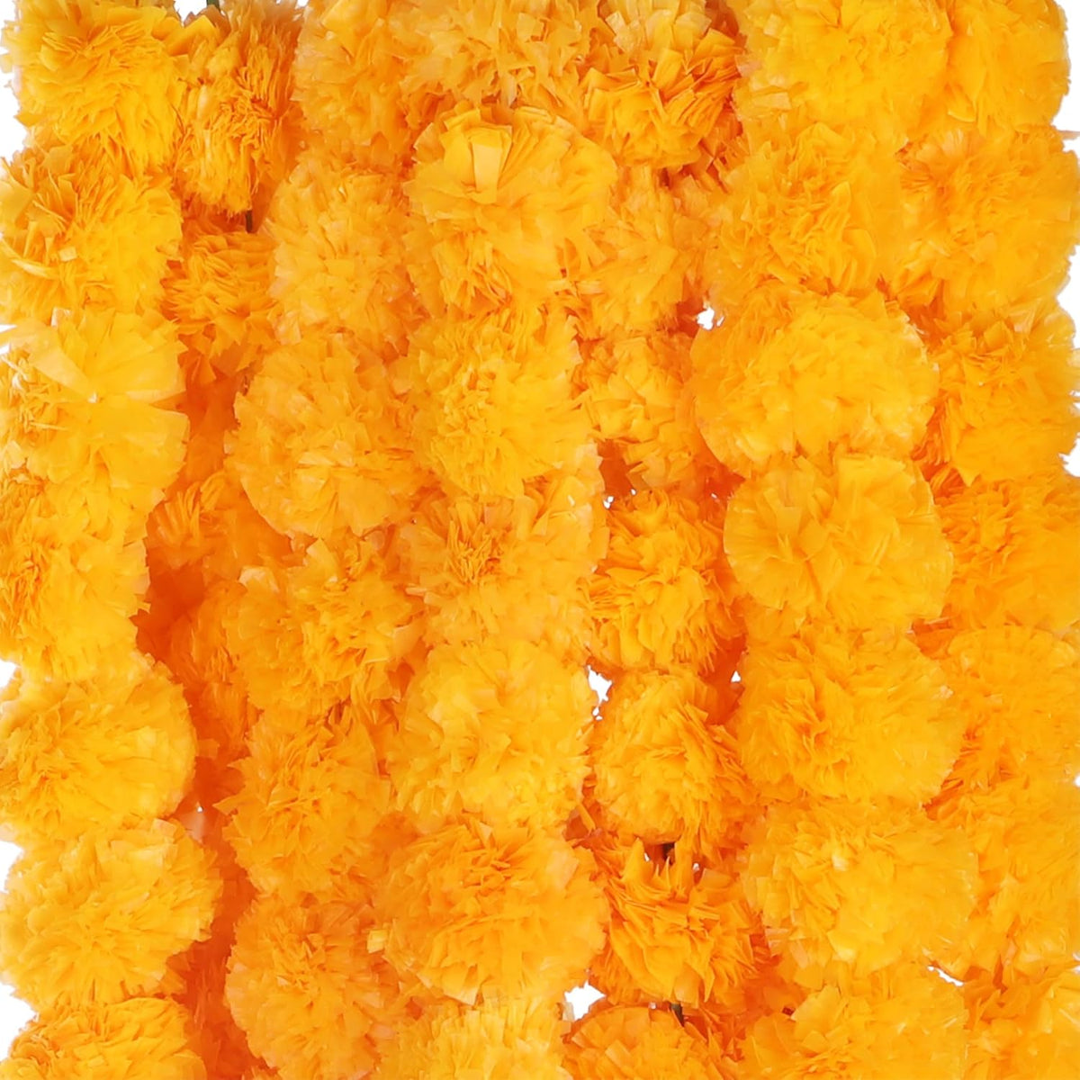 AVADOR® Set of 5 Artificial Flower Garland Strings for Special Occasions | Home Puja | Home Decor | Diwali Decor | House Warmings | Indian Wedding Celebration (Mango Yellow D3)