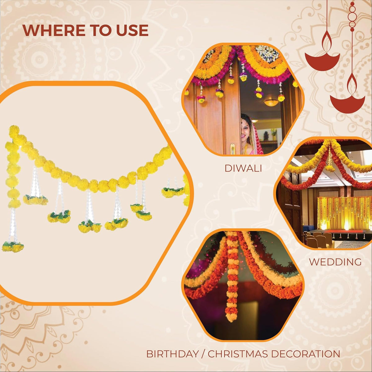 AVADOR® Handmade Artificial Flower Toran / Bandanwal - Design 2
