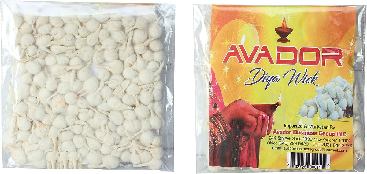 AVADOR® Pack of 5 (Approx 500) Hand Rolled Cotton Diya Wicks for Puja Batti Akhand Oil Lamps (Small)