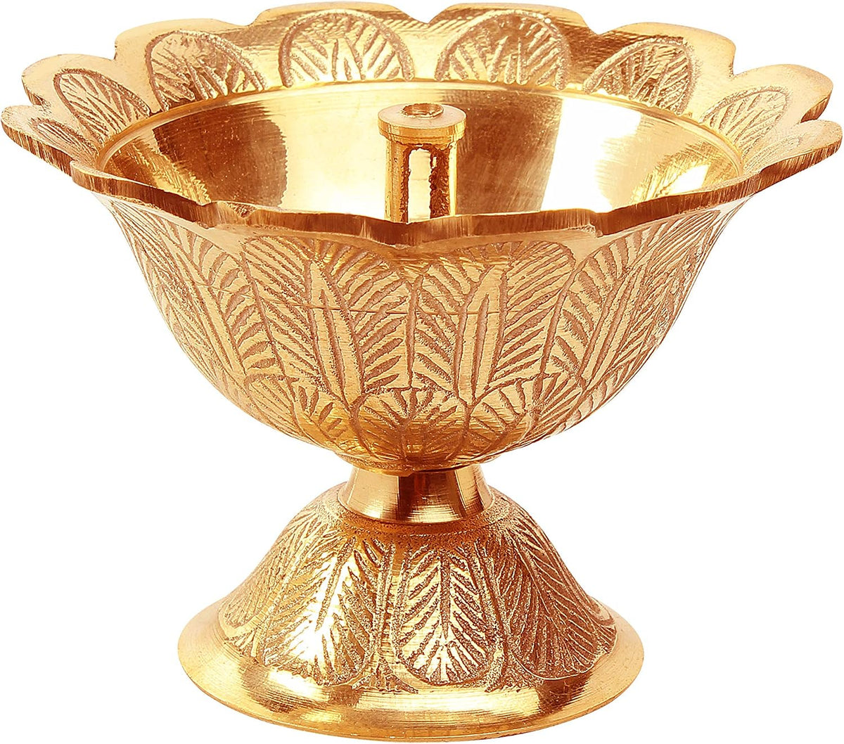 AVADOR® Handmade Brass Indian Puja Oil Lamp - Devdas 2"