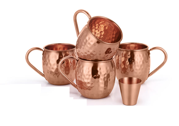 Copper Moscow Mule Mugs with Shot Glass