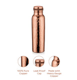 Copper Water Bottle Vessel Hammered Finish 30 Oz.