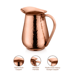 Pure Copper Jug Pitcher Drinkware Hammered Finish DESIGN 2